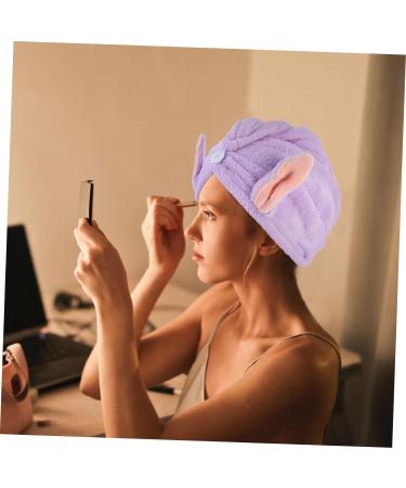 MAGICLULU 2pcs Bunny Ears Dry Hair Hat Hair Ring Aldult Coral Fleece Violet - Buy Online on SooperMarket.com