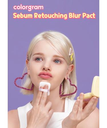 Colorgram Sebum Retouching Blur Pact - Poreless Face Powder for Oily Skin | Weightless Matte Finish & Soft Focus Effect - International Shipping Available - Buy Online on SooperMarket.com
