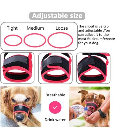 Adjustable Red Dog Muzzle - Safe & Breathable Mesh Velcro Fastener XL Size for Barking & Chewing Control - Buy Online on SooperMarket.com