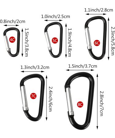 Temlum Aluminum Carabiner Hooks - D Shape Clip with Snapping Lock for Camping Hiking & Travel - 10 Pack (5.8 cm/2.3 in Black) - Buy Online on SooperMarket.com