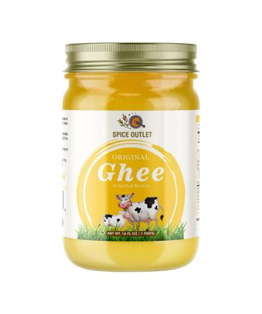 Spice Outlet Fresh Made ORIGINAL GHEE (Clarified Butter) 16 oz (1 Pints) Slow Cooked Home made Recipe Pack of 1