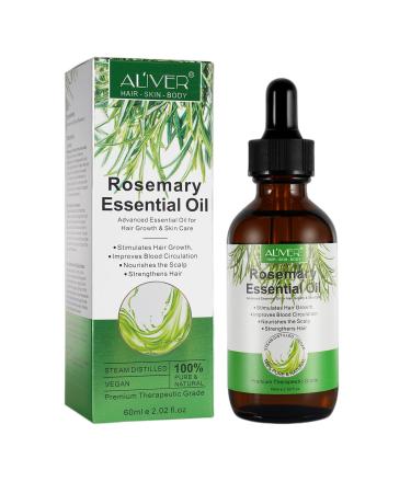 Purvigor Rosemary Essential Oil (2.02 Oz), Pure for Hair Growth & Skin Care, Nourishment Scalp, Stimulates Growth, Rid of Itchy and Dry Scalp Refreshing Aromatherapy Men Women, 2.02 Fl Oz (Pack 1)