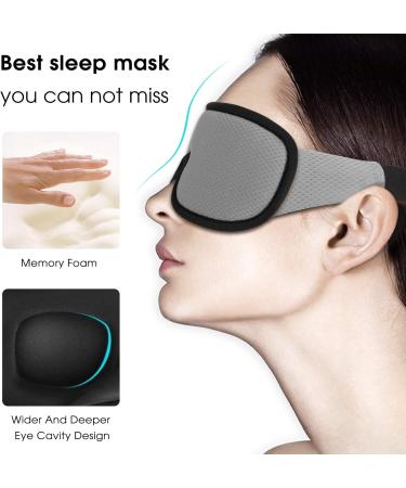 PrettyCare 3D Contoured Sleep Mask - Blockout Light Eye Cover with Earplugs and Travel Bag - Gray Night Eyeshade - Buy Online on SooperMarket.com