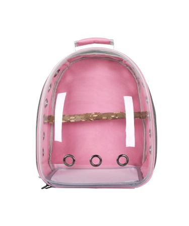 Bird Carrier Bag Pet Backpack Cage Parrot Visible Lightweight Oxford Cloth Carry Bag for Small Medium Birds Hiking Conures Pink