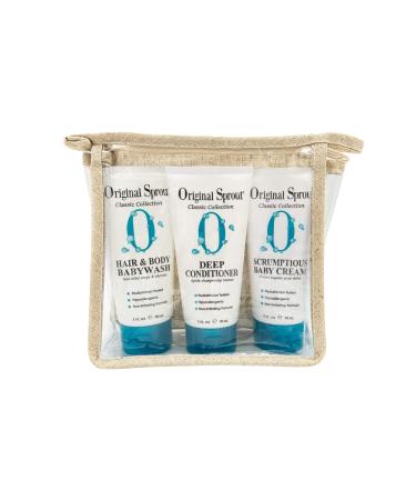 Original Sprout Travel Trio Kit (Deep Conditioner, Baby Cream, and Hair and Body Wash). Safe, Effective, Dermatologist Tested Products Perfect for Infants, Babies & Toddlers and Sensitive Skin
