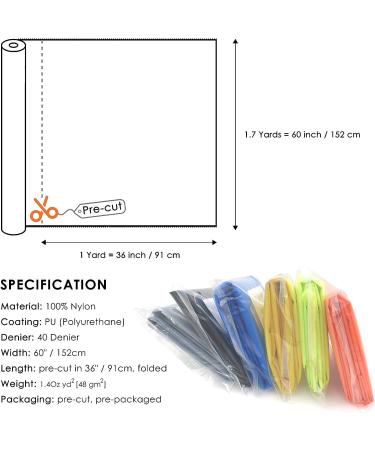 Emma Kites Fluorescent Green Ripstop Nylon Fabric 40D 1-Yard | Ultra-Light PU Coated Water Repellent Fluorescent Green Fabric | 60x36 Pre-Cut Piece - Buy Online on SooperMarket.com