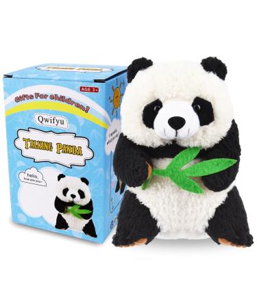 Qwifyu Talking Panda Repeats What You Say Plush Animal Toy Buddy Panda for Boys Girls Kids Gift Black White