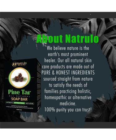 Natrulo Pine Tar Soap Bar 4oz - Antibacterial Antiseptic for Acne, Eczema, Psoriasis - Pure Goat's Milk with Oatmeal & Charcoal - Essential Oils - Face & Body Wash - Buy Online on SooperMarket.com