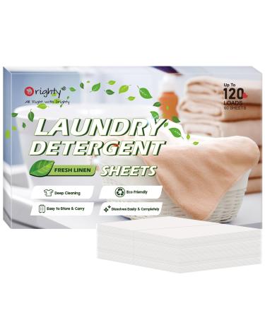 Orighty Laundry Detergent Sheets 60 Count Fresh Linen Scent Eco-Friendly Hypoallergenic Portable No Plastic Jug 120 Loads Fresh Linen Scent 1 Count (Pack of 60)