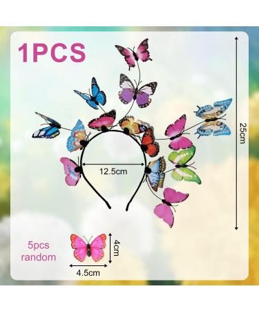 TIANNAIT 1 Colourful Butterfly Headband 5 Butterfly Clips Butterfly Hair Accessories Fairy Headband Butterfly Crown Headband for Halloween - Buy Online on SooperMarket.com