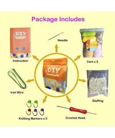 Qunland Crochet Kit for Beginners - 6 Pcs Potted Flowers DIY Kit for Adults and Kids - Yellow Crochet Starter Knitting Kit with Step-by-Step Instructions - Buy Online on SooperMarket.com