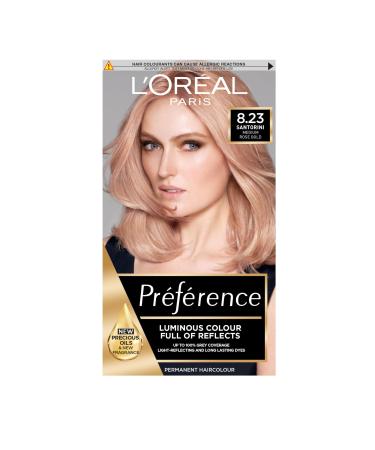 L'Oreal Paris Preference Hair Dye Long Lasting Luminous Permanent Hair Colour 8.23 Santorini SANTORINI 8.23 1 count (Pack of 1)