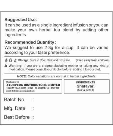 H&C Shatavari (Cut and Sifted) 100g Pack - Herbal Tea Ingredient | Loose Tea 100g - Buy Online on SooperMarket.com