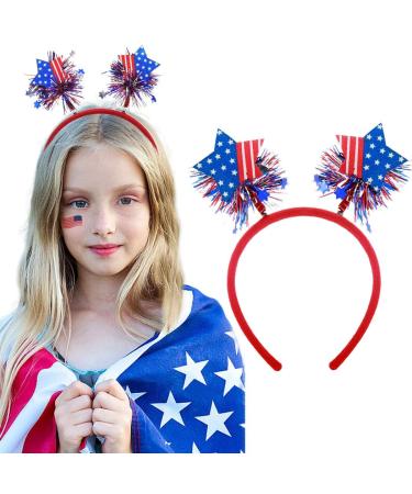 Outyua 4th of July Patriotic American Flag Headband Independence Day Hairband USA Star Red White and Blue Outfits Hair Accessories for Women Girls