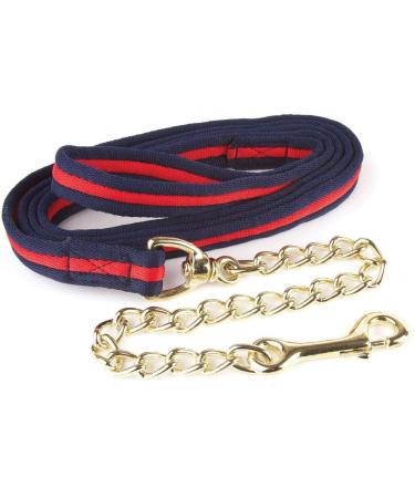 Hy Soft Webbing Lead Rein with Chain - Navy/Red - 2m