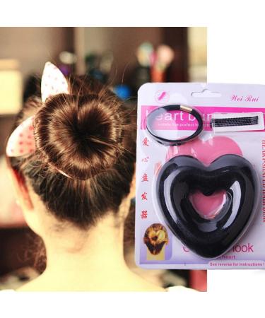 Heart-Shaped Black Hair Bun Maker - Create Beautiful Hair Donuts - Buy Online on SooperMarket.com