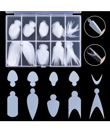 BNG 120 Pcs French Nail Forms Sticker Duet System Silicone Nail Forma Pads 10 * 12 Stickers Soft Reusable Stencil Dual Form Extension for French Manicure - Buy Online on SooperMarket.com