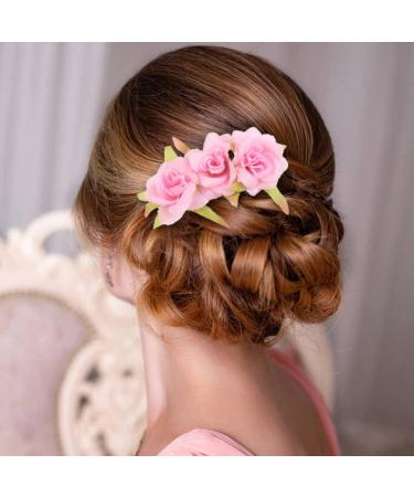 7 Pack Fake Rose Flower Hair Combs Hairpins for Women - Bridal Wedding Beach Party Hair Accessories - Buy Online on SooperMarket.com