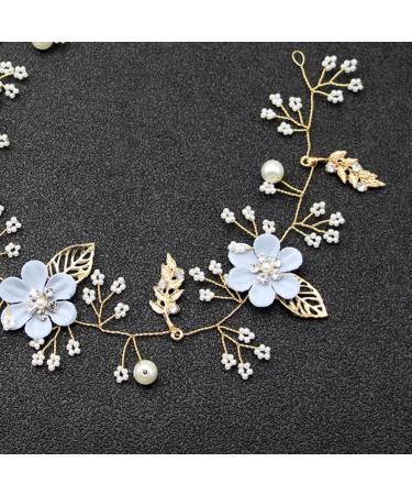 Blue Rhinestone Pearl Flower Alloy Headpiece - Handmade Wedding Hair Accessory for Bride & Bridesmaids - Buy Online on SooperMarket.com