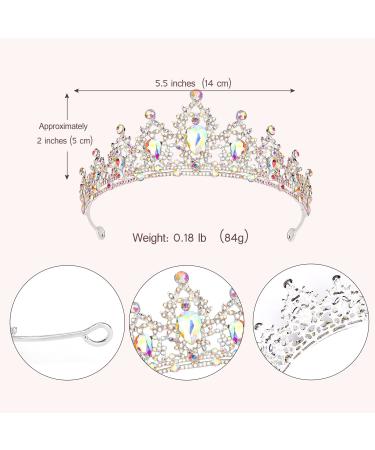 SuPoo Silver Tiara and Crown for Women - AB Crystal Headband for Queen, Wedding, Prom, Christmas - Shiny Princess Decoration - Buy Online on SooperMarket.com