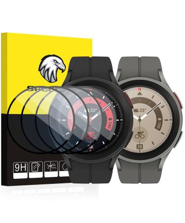 4 Pack Updated SPGUARD Full Protective Screen Protector for Galaxy Watch 5 Pro 45mm Tempered Glass Film All Around Coverage Cover ONLY Compatible With Samsung Galaxy Watch5 Pro 45mm (NOT for Other Models)