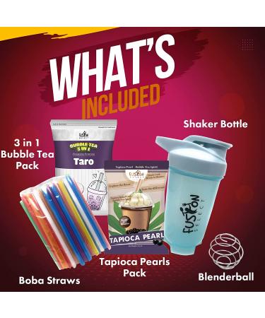 Fusion Select DIY Bubble Tea Kit Taro Flavor XL Boba Straws Shaker Bottle 2 Packs Quick Cook Tapioca Pearl 2.2lb Taro Bubble Tea Authentic Taiwanese Asmr Drink - Buy Online on SooperMarket.com