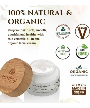 Ecodrop Organic Face Cream | Advanced Daily Facial Cream for Women | 100% All Natural Ingredients | Moisturiser & Anti Ageing Treatment - Buy Online on SooperMarket.com