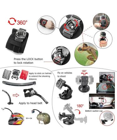 Enzemit 50-in-1 Action Camera Accessories Kit for GoPro, DJI OSMO, SJCAM - Compatible with Hero 10, 9, 8, 7, 6, 5, 4, 3, DJI OSMO Action, SJ4000/5000/6000 - Buy Online on SooperMarket.com