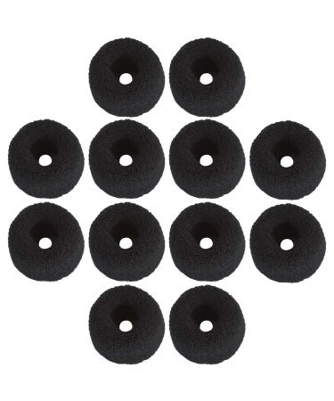 12 pieces terry cotton elastic stretchy fuzzy wide thick hair tie scrunch bobbie ties ring loop seamless hair band ponytail holder hair jewelry for women girls (black)