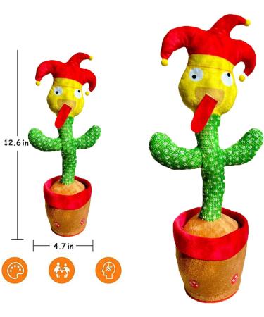 Dancing Cactus Toy - Interactive Plush Singing Cactus Repeats & Dances - USB Rechargeable - Fun Christmas Decor Piece - Buy Online on SooperMarket.com