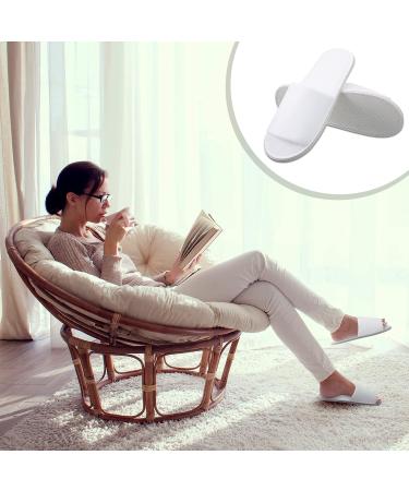 12 Pairs White Disposable Spa Slippers - Open Toe Guest Bridesmaid Travel Slippers - Fits Most Men and Women - Buy Online on SooperMarket.com