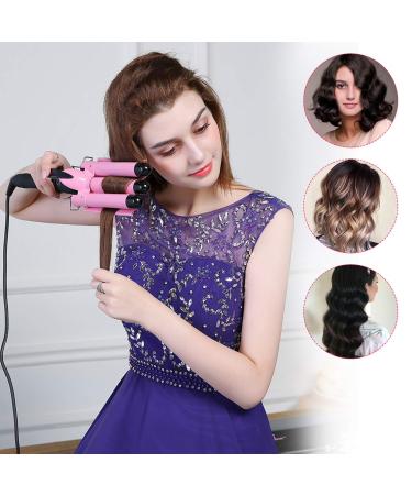 3 Barrel Curling Iron with LCD Temperature Display - 1 Inch Ceramic Hair Crimper for Deep Waves and All Styles - Buy Online on SooperMarket.com