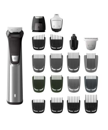Philips Norelco Multigroomer All-in-One Trimmer Series 7000, 23 Piece Mens Grooming Kit, Trimmer for Beard, Head, Body, and Face, NO BLADE OIL NEEDED, MG7750/49 Multigroomer 7000
