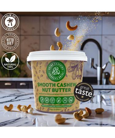 Prime Earth - Smooth Cashew Nut Butter - 1kg - Award Winning - Made With Premium Cashew Nuts - Free From Oil Salt & Sugar - Vegan Keto & Paleo Friendly - Produced in Small Batches - Made in the UK - Buy Online on SooperMarket.com
