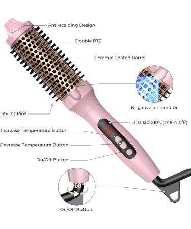Thermal Brush 1.5 in Volumizing Brush Curling Iron Heated Curling Brush Ceramic Tourmaline Ionic Curling Comb Dual Voltage Travel Curling Iron with Brush LCD Display 10 Temperatures Heated Round Brush Pink - Buy Online on SooperMarket.com