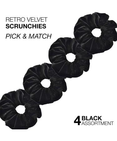 4-Piece Velvet Hair Tie Set for Women Girls & Children Perfect for Updos & Ponytails - Black Multipack - Buy Online on SooperMarket.com