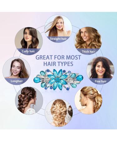 WLLHYF Flower Hair Clip - Vintage Rhinestone Barrette for Women & Girls (Sky Blue) - Buy Online on SooperMarket.com