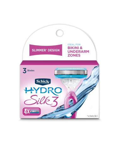 Schick Hydro Silk 3 Razor Blades Refills for Women, 4 Count Refills 3 Count