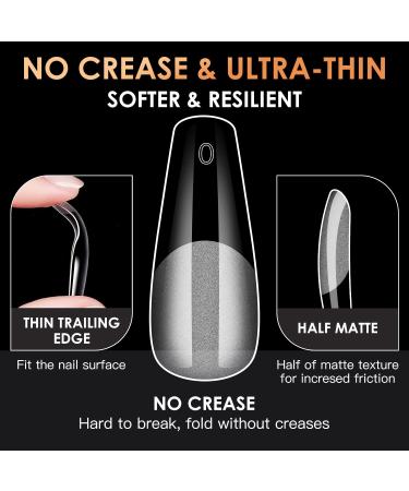 Melous 120PCS Long Coffin Soft Gel Nail Tips - Pre Buff Full Cover, Half Matte A0-120 Pcs - Buy Online on SooperMarket.com
