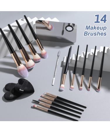 BS-MALL 18 Pcs Makeup Brushes Set with Palette, Powder Puff - Premium Synthetic Brushes for Foundation, Concealers, Eye Shadows - Buy Online on SooperMarket.com