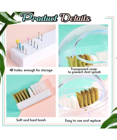 Suclain 4 Pcs Nail Drill Bit Cleaner Brush & Holder - Steel Wire & Nylon Brush, 2 Replacement Brushes, Display Organizer - 48 Holes for Home or Salon - Buy Online on SooperMarket.com