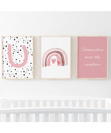 Pompom Prints Set of 3 Girls Bedroom Prints Rainbow Nursery Prints Scandi Boho Style Nursery Decor Playroom Prints Picture Frames not Included (5x7 Inch U) 5x7 Inch U