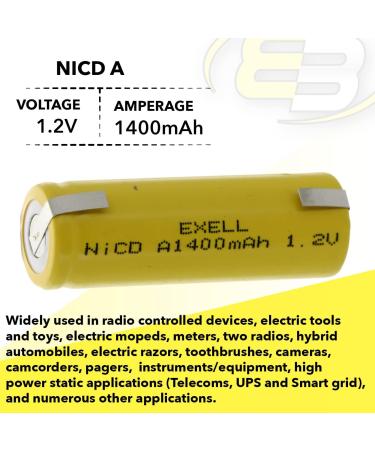 Buy 10x Exell A Size 1.2V 1400mAh NiCD Rechargeable Batteries - Ideal for Meters Radios & Hybrid Vehicles | Fast International Shipping - Buy Online on SooperMarket.com