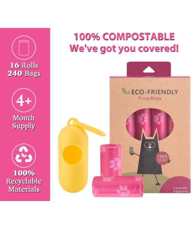 JBBFCAN Dog Poo Bags 240 Pink Large Poop bags with Dispenser Super Strong 100% Leak Proof Poo bags dogs rolls with Corn Starch Compostable Pink 240 count (Pack of 1) - Buy Online on SooperMarket.com