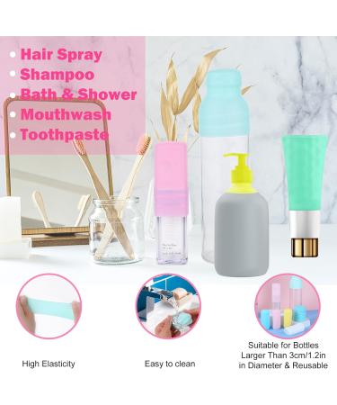 10Pcs Elastic Sleeves for Leak Proofing Silicone Toiletry Bottle Covers Reusable Travel Container Sleeves for Body Wash Shampoo Container in Travel Bag(Multi-Color) - Buy Online on SooperMarket.com