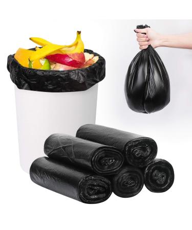 Fyy garbage bags waste bags | 5 roll |100 pieces |6 gallon waste bags garbage bags garbage bags for bathroom kitchen bedroom toilet office black 50*60 cm-6 gallons (black)