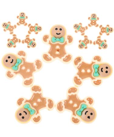 ABOOFAN 120 Pcs Christmas Accessories Christmas Gingerbread Man Decor Christmas Gingerbread Ornaments Christmas Flatback Embellishments Mini Doll Diy Accessory Resin Self Made Button