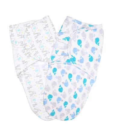 Vicloon Baby Swaddle Wrap 2 pcs Newborn Swaddle Blanket Wrap Organic Cotton Baby Blanket Wrap for Baby 0-3 Months 7-14lbs Blue