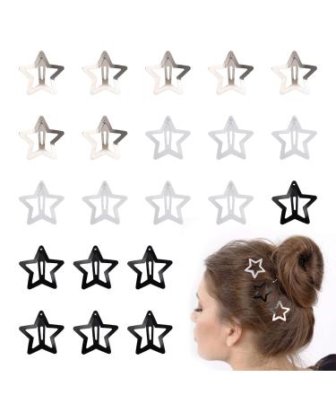 Kioiner 24 Pcs 3cm Star Hair Clips Metal Non-Slip Snap Hair Clips Lovely Y2K Hair Pins Hair Barrettes Hair Accessories for Women Girls Kids Teens Styling Hair