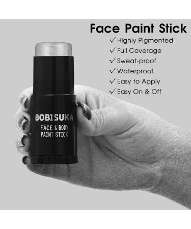 BOBISUKA Waterproof Silver Face Paint Stick | Metallic Full Body Paint for Halloween Cosplay & Special Effects - Buy Online on SooperMarket.com